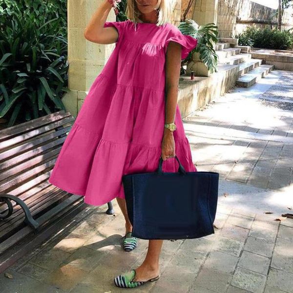casual dresses women solid color dress o neck ruffled short sleeve large hem a line knee-length loose midi wedding party travel, Black;gray
casual dresses women solid color dress o neck ruffled short sleeve large hem a line knee-length loose midi wedding party travel, Black;gray