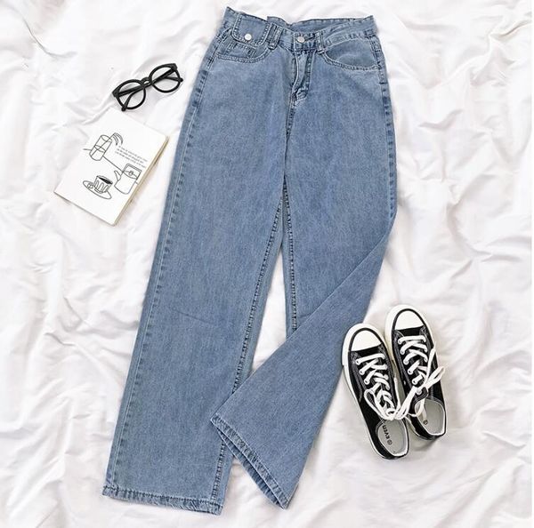 women's jeans summer thin light washed retro high waist straight casual women, Blue
women's jeans summer thin light washed retro high waist straight casual women, Blue