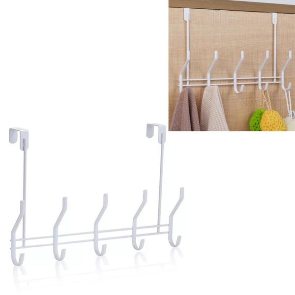creative stainless steel towel door hooks wall mounted bath hook hanger with 5 hooks(white) & rails
