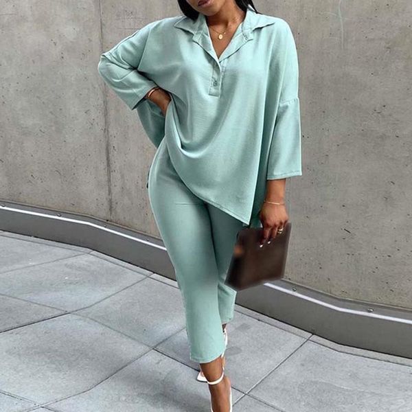 women's two piece pants 2 set casual loose t shirt and cropped trousers streetwear asymmetric button up green apricot outfits sets, White
women's two piece pants 2 set casual loose t shirt and cropped trousers streetwear asymmetric button up green apricot outfits sets, White