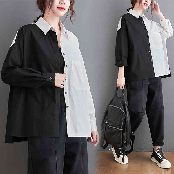 dress black white seam long-sleeve shirt loose for man and woman a443, Black;gray
dress black white seam long-sleeve shirt loose for man and woman a443, Black;gray