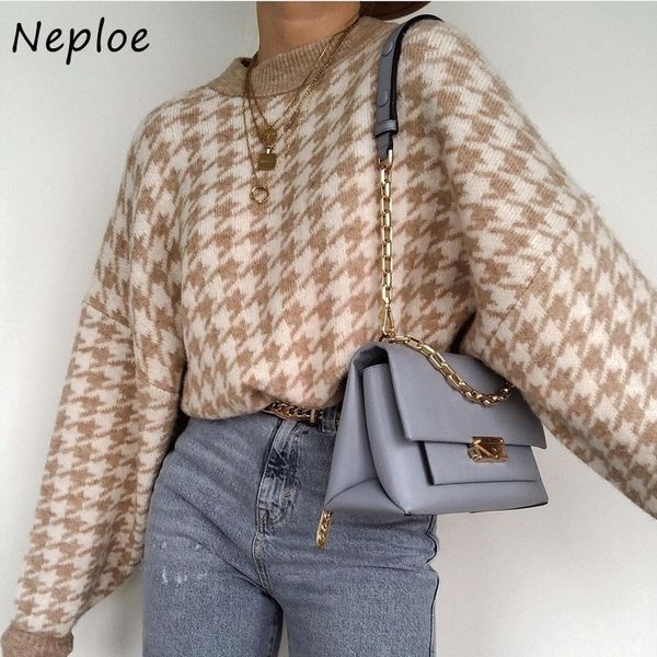 neploe all-match loose warm clothes women autumn winter o-neck plaid pattern pullovers casual fashion femme sweater 210423, White;black
neploe all-match loose warm clothes women autumn winter o-neck plaid pattern pullovers casual fashion femme sweater 210423, White;black