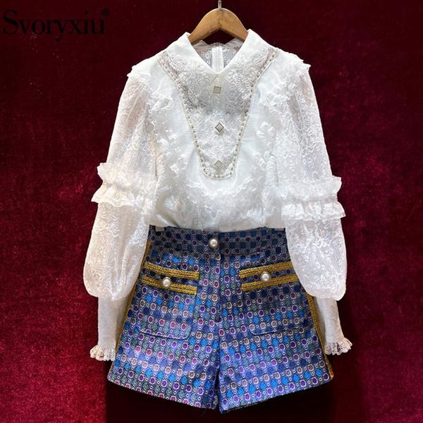 women's tracksuits svoryxiu runway designer autumn vintage two piece set elegant white lace embroidery blouse + jacquard shorts suits, Gray
women's tracksuits svoryxiu runway designer autumn vintage two piece set elegant white lace embroidery blouse + jacquard shorts suits, Gray