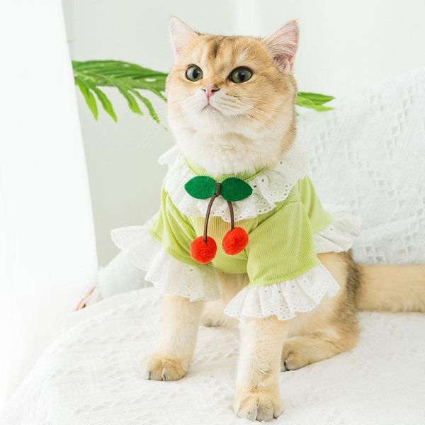 cat costumes pet clothes kitten green vest dress breathable cherry decorated lace summer accessories supplies
cat costumes pet clothes kitten green vest dress breathable cherry decorated lace summer accessories supplies