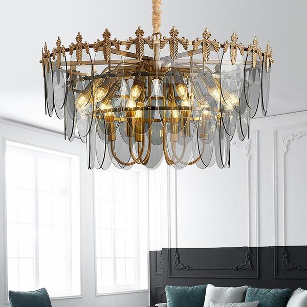 modern smoky gray glass lamp chandelier for living room luxury gold round hanging chandeliers lighting led home light fixtures
modern smoky gray glass lamp chandelier for living room luxury gold round hanging chandeliers lighting led home light fixtures