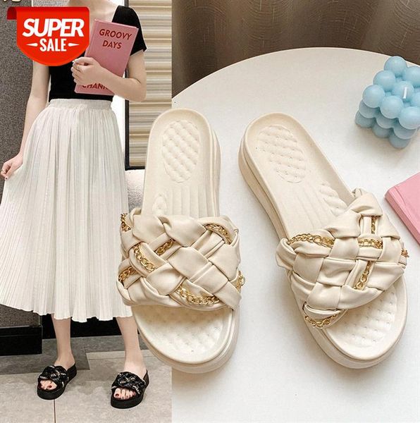 korean fashion lazy outdoor wear sandals and slippers women metal chain woven platform trendy #p14m, Black
korean fashion lazy outdoor wear sandals and slippers women metal chain woven platform trendy #p14m, Black