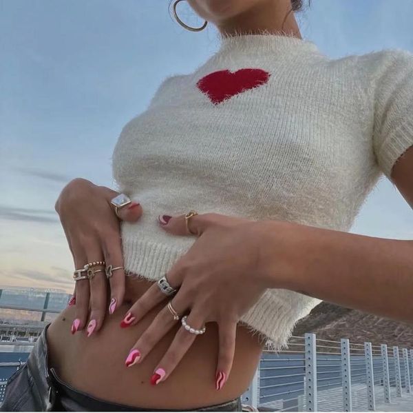 the united states fashion spring ins fast selling chest love jacquard plush short sleeve t-shirt for women women's, White
the united states fashion spring ins fast selling chest love jacquard plush short sleeve t-shirt for women women's, White