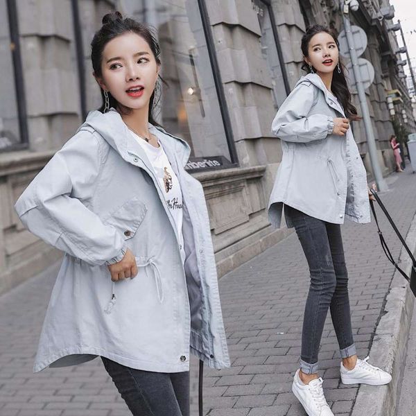white medium long hooded windbreaker women's casual coat style short man in spring and autumn, Black;brown
white medium long hooded windbreaker women's casual coat style short man in spring and autumn, Black;brown
