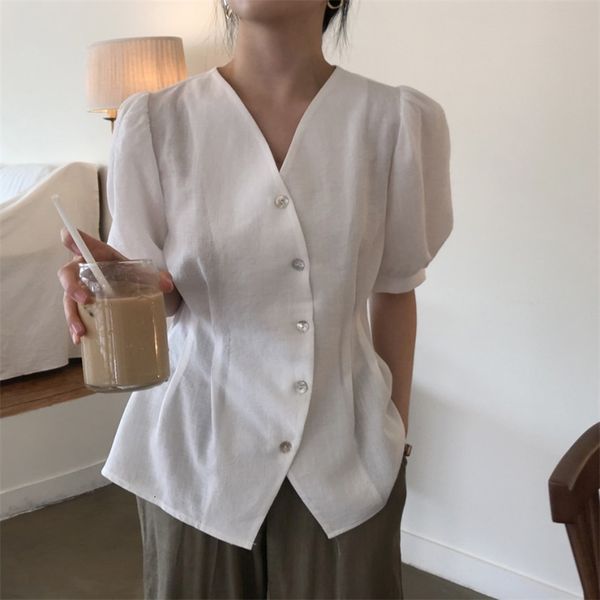 women's blouses & shirts outwear loose brief streetwear elegance vintage puff sleeves v-neck slim lady new gentle solid basewear r, White
women's blouses & shirts outwear loose brief streetwear elegance vintage puff sleeves v-neck slim lady new gentle solid basewear r, White