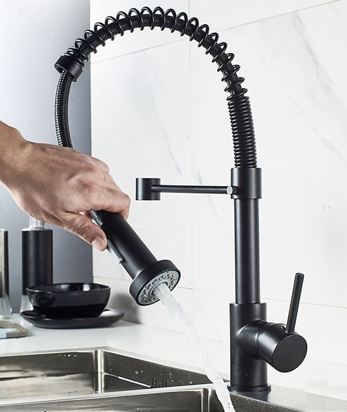 brass black kitchen faucet pull out 360 degree swivel spring single handle hole cold mixer water tap with 2 water intel pipe
brass black kitchen faucet pull out 360 degree swivel spring single handle hole cold mixer water tap with 2 water intel pipe
