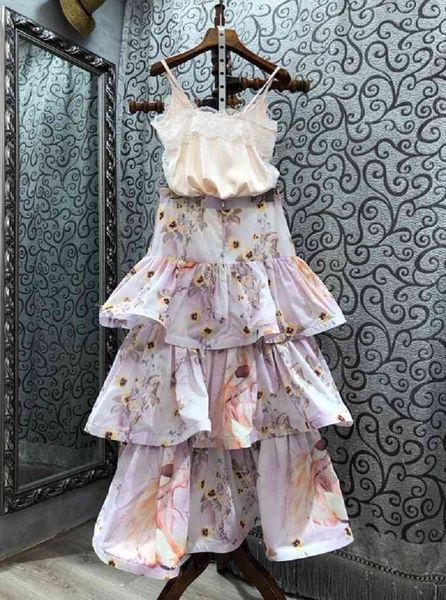 skirt skirt suits spring summer 2 piece set women lace patchwork strap +cascading ruffle long maxi skirts, White
skirt skirt suits spring summer 2 piece set women lace patchwork strap +cascading ruffle long maxi skirts, White