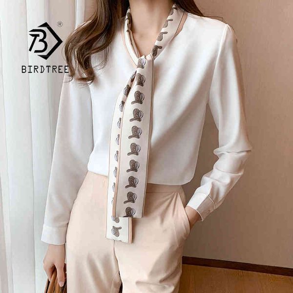 spring women's solid casual v neck with bow chiffon shirts long sleeve korean style office loose elegant lady t13404x 210419, White 
spring women's solid casual v neck with bow chiffon shirts long sleeve korean style office loose elegant lady t13404x 210419, White
