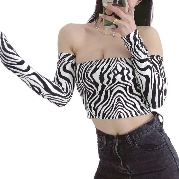 women's t-shirt leopard printing long sleeve three piece patchwork breast wrapped fashion top, White
women's t-shirt leopard printing long sleeve three piece patchwork breast wrapped fashion top, White