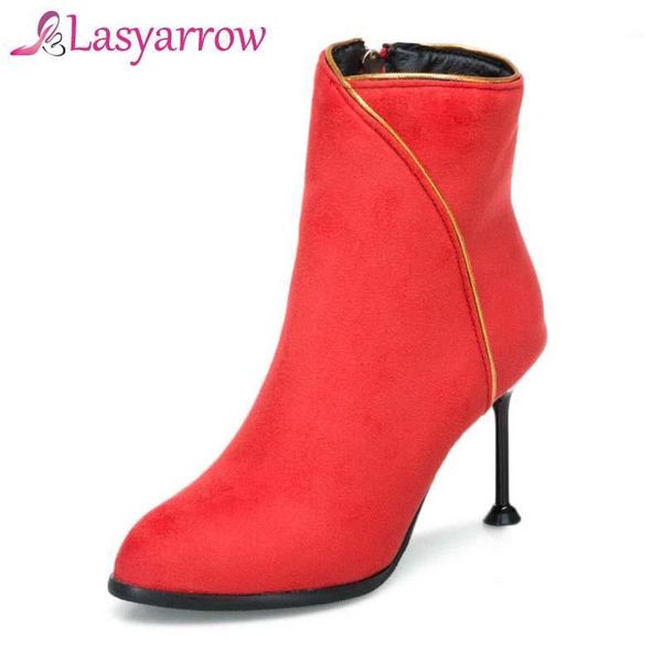 boots lasyarrow women high heel autumn winter red wedding thin pointed toe zipper ankle for q2191, Black
boots lasyarrow women high heel autumn winter red wedding thin pointed toe zipper ankle for q2191, Black