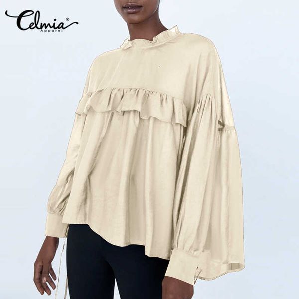 women's blouses & shirts blouses celmia women fashion oversize long lantern sleeve elegant office blusas casual loose solid color 7ncw, White
women's blouses & shirts blouses celmia women fashion oversize long lantern sleeve elegant office blusas casual loose solid color 7ncw, White