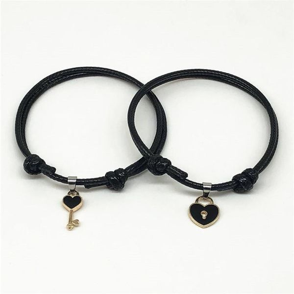 beaded, strands 2pcs\set key lock couple bracelet leather chain friendship bracelets hand men and women gift charms adjustable jewelry, Black
beaded, strands 2pcs\set key lock couple bracelet leather chain friendship bracelets hand men and women gift charms adjustable jewelry, Black