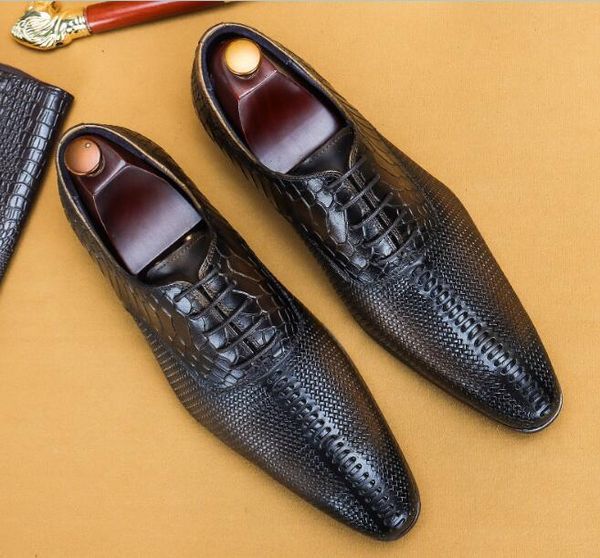 dress shoes wholesale formal wedding oxfords business pointed toe lace up alligator pattern men's, Black
dress shoes wholesale formal wedding oxfords business pointed toe lace up alligator pattern men's, Black