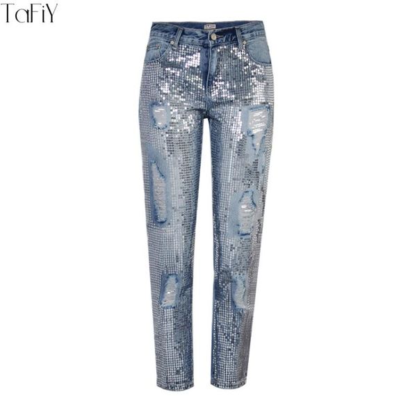 tafiy 2021 women jeans ripped holes fashion sequined harem pants ankle-length slim vintage for women's, Blue
tafiy 2021 women jeans ripped holes fashion sequined harem pants ankle-length slim vintage for women's, Blue