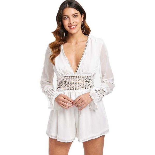 women's jumpsuits & rompers white chiffon patchwork lace bodysuit long sleeve enterizos para mujer one piece womens jumpsuit playsuits, Black;white
women's jumpsuits & rompers white chiffon patchwork lace bodysuit long sleeve enterizos para mujer one piece womens jumpsuit playsuits, Black;white