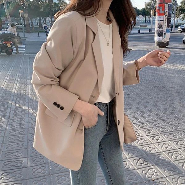 women's suits & blazers women office black blazer jacket spring atuumn korean turn down collar button oversized coat woman streetwear o, White;black
women's suits & blazers women office black blazer jacket spring atuumn korean turn down collar button oversized coat woman streetwear o, White;black