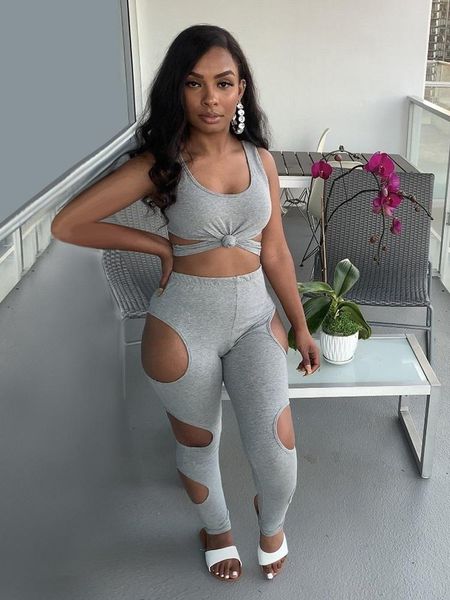 women's tracksuits 2021 fashion sport set women o collar sleeveless crop hollow out long pants 2 piece sets tracksuit woman joggers sui, Gray
women's tracksuits 2021 fashion sport set women o collar sleeveless crop hollow out long pants 2 piece sets tracksuit woman joggers sui, Gray