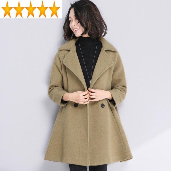women's wool & blends winter women korean woolen loose cloak female coat overcoat jackets coats abrigos mujer invierno 2021 kj378, Black
women's wool & blends winter women korean woolen loose cloak female coat overcoat jackets coats abrigos mujer invierno 2021 kj378, Black