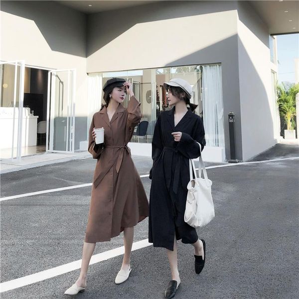 women vintage tailored collar autumn long sleeve dress 2021 fashion ladies sashes button casual off dresses, Black;gray
women vintage tailored collar autumn long sleeve dress 2021 fashion ladies sashes button casual off dresses, Black;gray