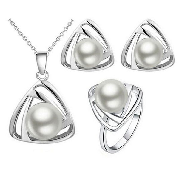 earrings & necklace 3pcs/set luxury rhinestone imitation pearl bride fashion geometry design pendant ring stud earring jewelry sets, Silver
earrings & necklace 3pcs/set luxury rhinestone imitation pearl bride fashion geometry design pendant ring stud earring jewelry sets, Silver