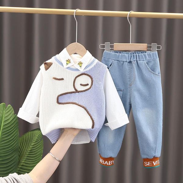 clothing sets autumn baby boys children casual outfit infant fashion cartoon knitted vest shirt jeans 3 pieces kids clothes, White
clothing sets autumn baby boys children casual outfit infant fashion cartoon knitted vest shirt jeans 3 pieces kids clothes, White