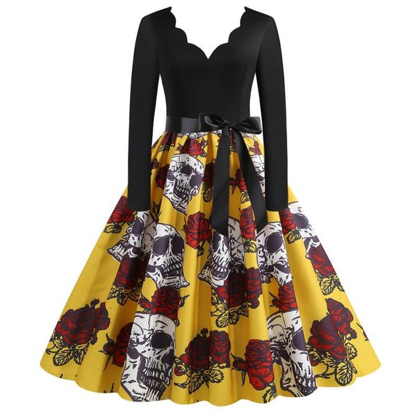 casual dresses hallow women dress clothes costume v-neck floral print long sleeve knee-length for party gothic vestidos, Black;gray
casual dresses hallow women dress clothes costume v-neck floral print long sleeve knee-length for party gothic vestidos, Black;gray