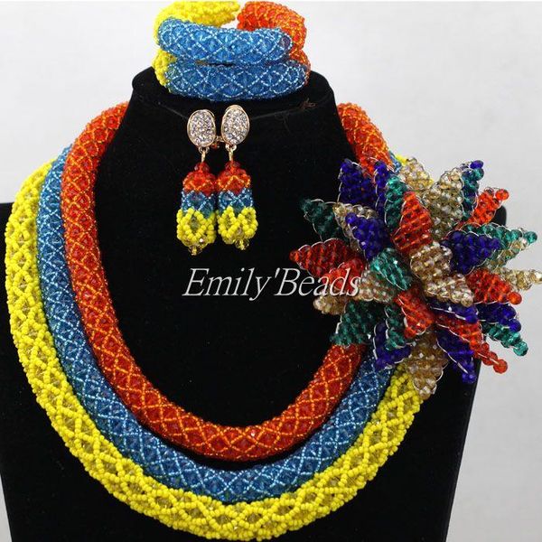 earrings & necklace nigerian wedding african beads jewelry sets multicolored crystal big set alj250, Silver
earrings & necklace nigerian wedding african beads jewelry sets multicolored crystal big set alj250, Silver
