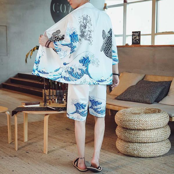 men's tracksuits -4xl 4 colors 3/4 sleeve kimono shirt short set for men casual two piece summer japanese streetwear printed 2 peice s, Gray
men's tracksuits -4xl 4 colors 3/4 sleeve kimono shirt short set for men casual two piece summer japanese streetwear printed 2 peice s, Gray