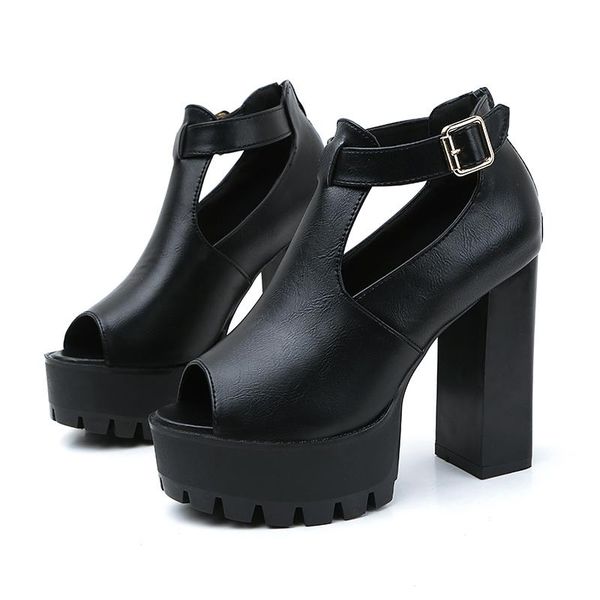 12cm high heel women's shoes thick fish head waterproof platform summer stage model super roman style sandals, Black
12cm high heel women's shoes thick fish head waterproof platform summer stage model super roman style sandals, Black