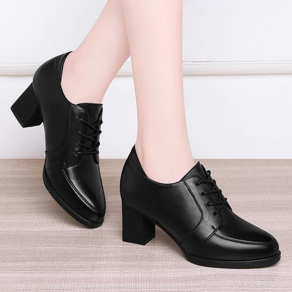 dress shoes british styl high-heeled single women's 2021 spring autumn pointed genuine leather thick heel work, Black
dress shoes british styl high-heeled single women's 2021 spring autumn pointed genuine leather thick heel work, Black