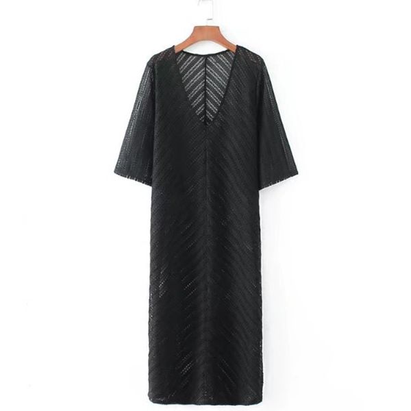 fashion women hollow striped splicing v neck dress half sleeve loose dresses summer clothing vestidos d1516 210430, Black;gray
fashion women hollow striped splicing v neck dress half sleeve loose dresses summer clothing vestidos d1516 210430, Black;gray