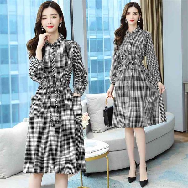vintage cotton plaid loose midi dresses autumn winter plus size full sleeve office dress women elegant party casual vestido 210528, Black;gray
vintage cotton plaid loose midi dresses autumn winter plus size full sleeve office dress women elegant party casual vestido 210528, Black;gray