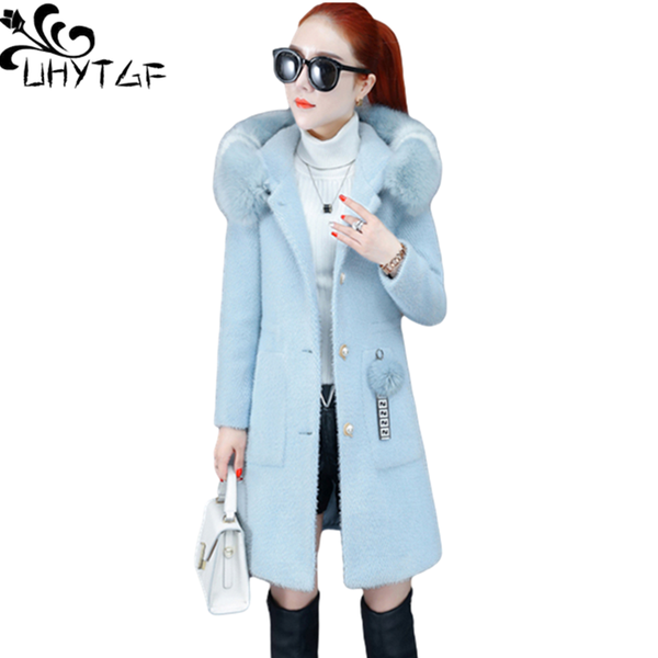 women's wool & blends uhytgf women woolen jackets imitation mink fleece autumn winter coat female fur collar hooded casual warm plus si, Black
women's wool & blends uhytgf women woolen jackets imitation mink fleece autumn winter coat female fur collar hooded casual warm plus si, Black