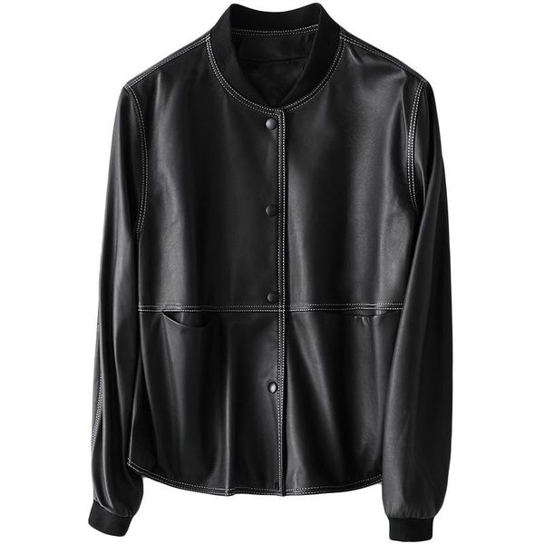 women's leather & faux genuine sheepskin coat motorcycle 2021 styles spring jacket fashionreal lady autumn biker, Black
women's leather & faux genuine sheepskin coat motorcycle 2021 styles spring jacket fashionreal lady autumn biker, Black