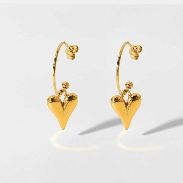 hoop & huggie trendy love heart pendant earrings for women 18k gold plated stainless steel jewelry accessories, Golden;silver
hoop & huggie trendy love heart pendant earrings for women 18k gold plated stainless steel jewelry accessories, Golden;silver