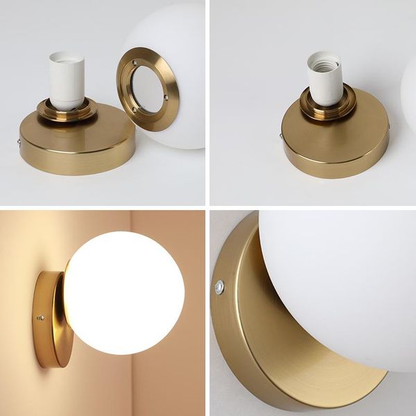 arrival nordic bedroom bedside wall lamp modern aisle staircase living room golden glass ball mirror front