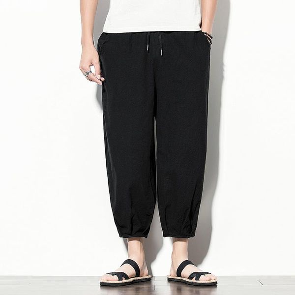summer style linen embroidery nine-point bloomers men's large size loose herenkleding harlan wide-leg beach pants, Black
summer style linen embroidery nine-point bloomers men's large size loose herenkleding harlan wide-leg beach pants, Black