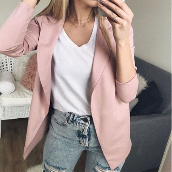 women's swimwear women lady long sleeve casual jacket coat business blazer outwear suit bikini cover up beachwear, White;black