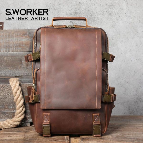 backpack s.worker vintage genuine leather men's lapbag travel school weekender retro style
backpack s.worker vintage genuine leather men's lapbag travel school weekender retro style