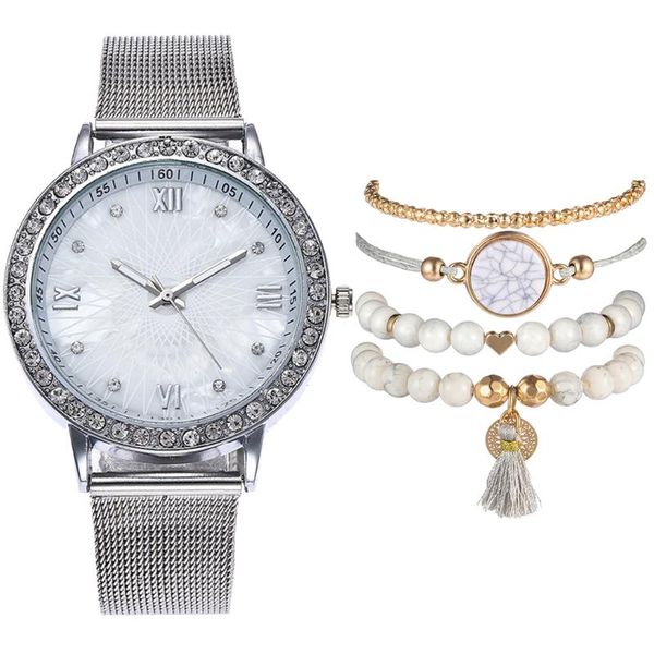 wristwatches 2021 women silver mesh belt rhinestone bracelet watches set casual ladies quartz relogio feminino montre femme, Slivery;brown
wristwatches 2021 women silver mesh belt rhinestone bracelet watches set casual ladies quartz relogio feminino montre femme, Slivery;brown
