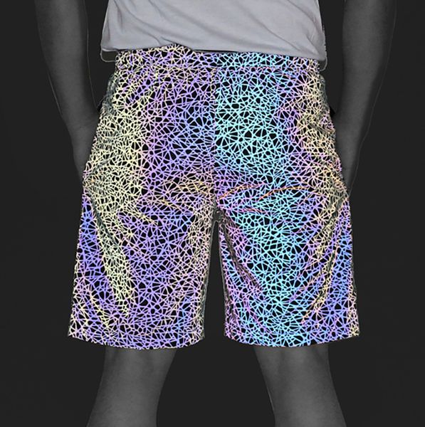 men outdoor running cycling fitness sports shorts polyester high bright mid waist reflective rainbow short trunks pants trousers, White;black
men outdoor running cycling fitness sports shorts polyester high bright mid waist reflective rainbow short trunks pants trousers, White;black