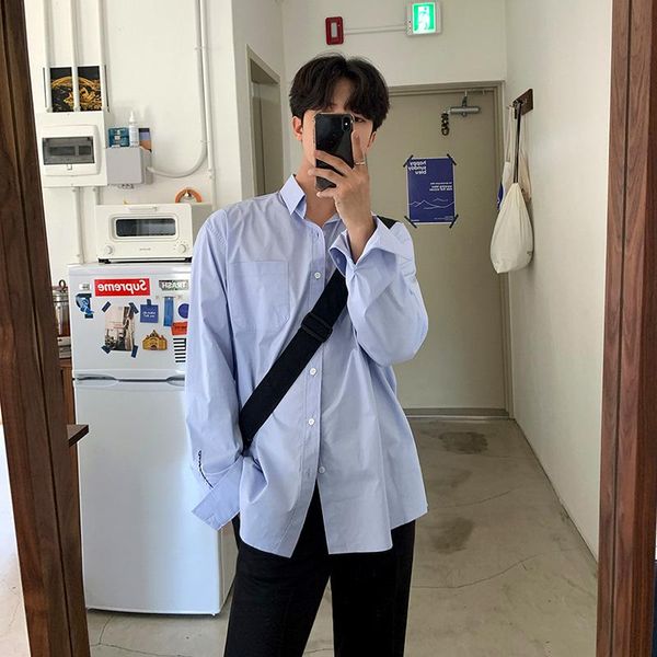 men's casual shirts long-sleeved shirt autumn loose solid color jacket korean style trendy handsome student, White;black
men's casual shirts long-sleeved shirt autumn loose solid color jacket korean style trendy handsome student, White;black