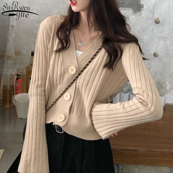 korean style long sleeve women's cardigans autumn new single breasted v-neck knitwear loose solid short cardigan 11639 210417, White;black
korean style long sleeve women's cardigans autumn new single breasted v-neck knitwear loose solid short cardigan 11639 210417, White;black