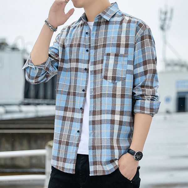 men's casual shirts men clothing 2021 spring autumn men's long-sleeved plaid shirt korean style trendy handsome student top, White;black
men's casual shirts men clothing 2021 spring autumn men's long-sleeved plaid shirt korean style trendy handsome student top, White;black