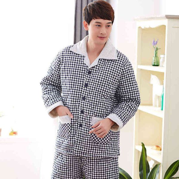 winter quilted men night clothing thicken warm pajamas three-layers cotton-padded jacket pyjamas plaid print pajamas men suit3xl 211111, Black;brown
winter quilted men night clothing thicken warm pajamas three-layers cotton-padded jacket pyjamas plaid print pajamas men suit3xl 211111, Black;brown