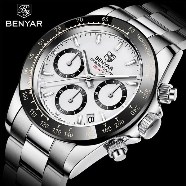 wristwatches relojes hombre 2021 benyar watches men chronograph male sport waterproof stainless steel quartz watch, Slivery;brown
wristwatches relojes hombre 2021 benyar watches men chronograph male sport waterproof stainless steel quartz watch, Slivery;brown